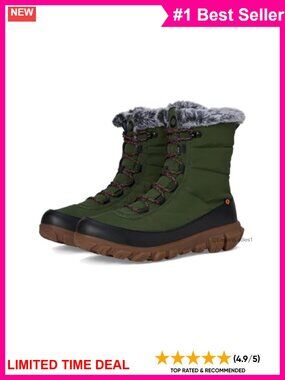 Insulated Waterproof Lace-Up Winter Rain Boots Faux Fur Lined